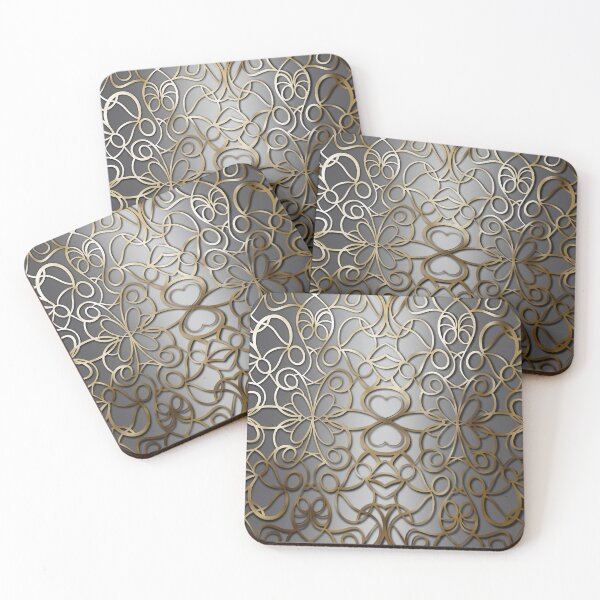 Item preview, Silver Gray and Antique Gold Ornamental Pattern designed and sold by Visual Studio 888.