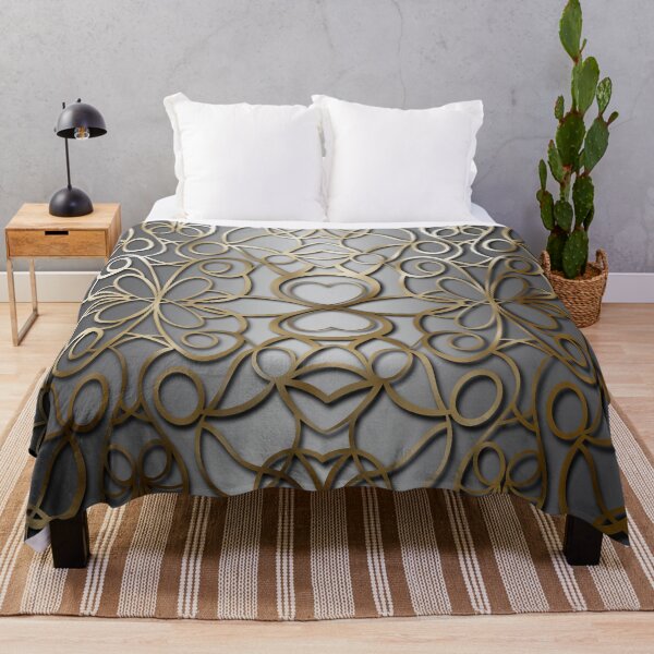 Item preview, Silver Gray and Antique Gold Ornamental Pattern designed and sold by Visual Studio 888.