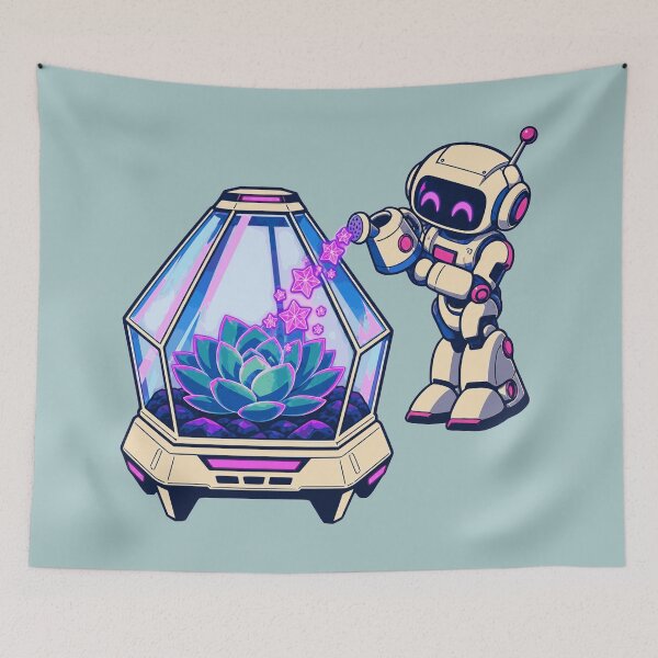 Item preview, Robot Gardener with Succulent Terrarium designed and sold by KungPowUnicorn.