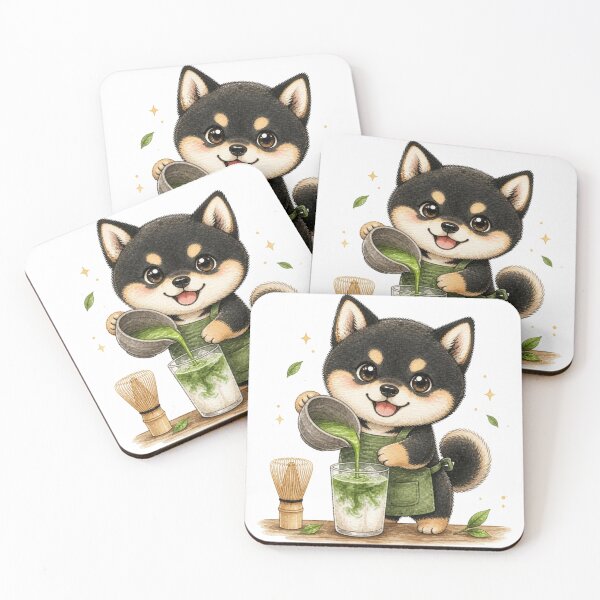 Item preview, Black and Tan Shiba Inu Matcha Barista designed and sold by Kawaii Matcha Studio.