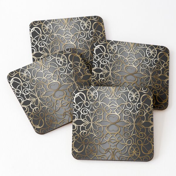 Item preview, Black and Antique Gold Baroque Ornamental Pattern designed and sold by Visual Studio 888.