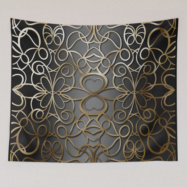 Item preview, Black and Antique Gold Baroque Ornamental Pattern designed and sold by Visual Studio 888.