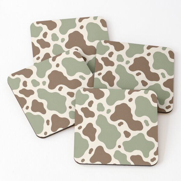 Item preview, Sage Green Brown Cow Print Pattern Earthy Cowhide Spots designed and sold by KokoDeez.