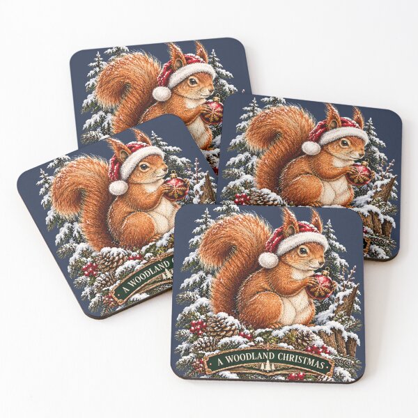 Item preview, Red Squirrel Christmas Santa Hat Vintage Art designed and sold by CalmCapy Co.