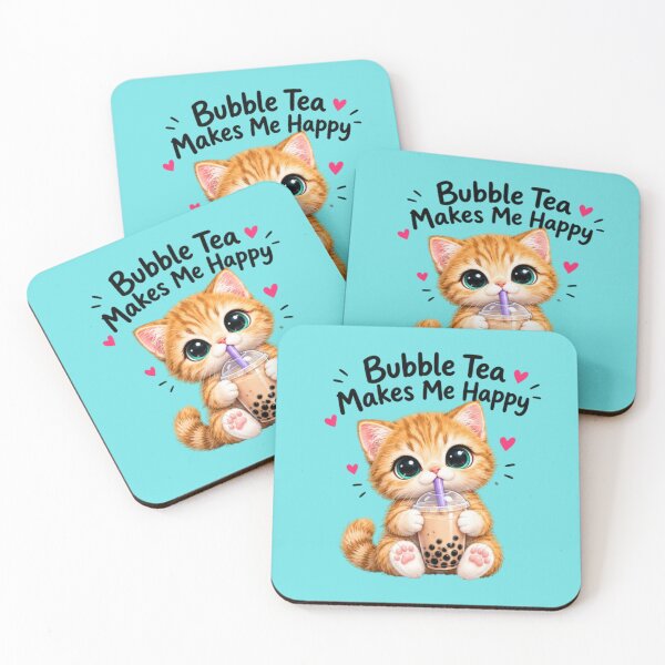 Item preview, Bubble Tea Makes Me Happy Kawaii Ginger Cat designed and sold by MushArtist.