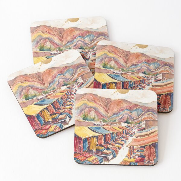 Item preview, Purmamarca Market and Hill of Seven Colors - Watercolor and Gold designed and sold by Esencia Argentina.