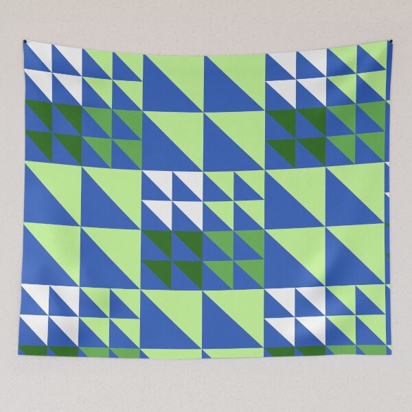 Item preview, Green and Blue Geometric Triangle Pattern designed and sold by PatternXOXO.