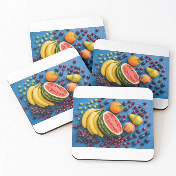 Item preview, Watermelon and Summer Fruits on Blue — Bananas Orange Peach Pear Medley designed and sold by Stevercortinas.