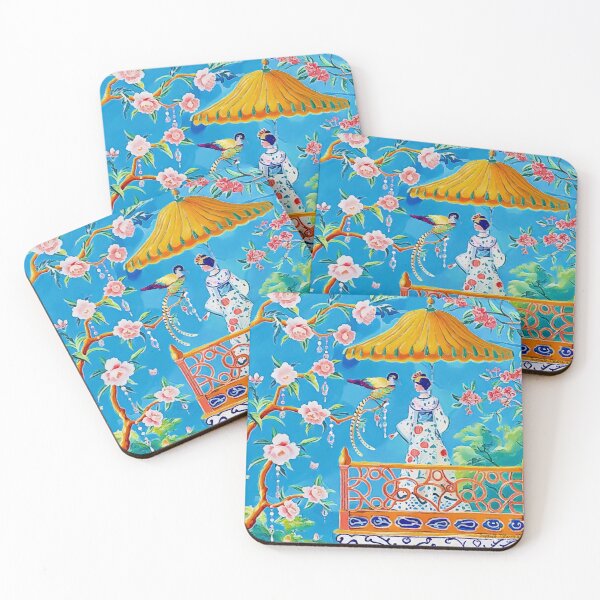 Item preview, Whimsical chinoiserie pagoda and court figures designed and sold by SophieClimaArt.