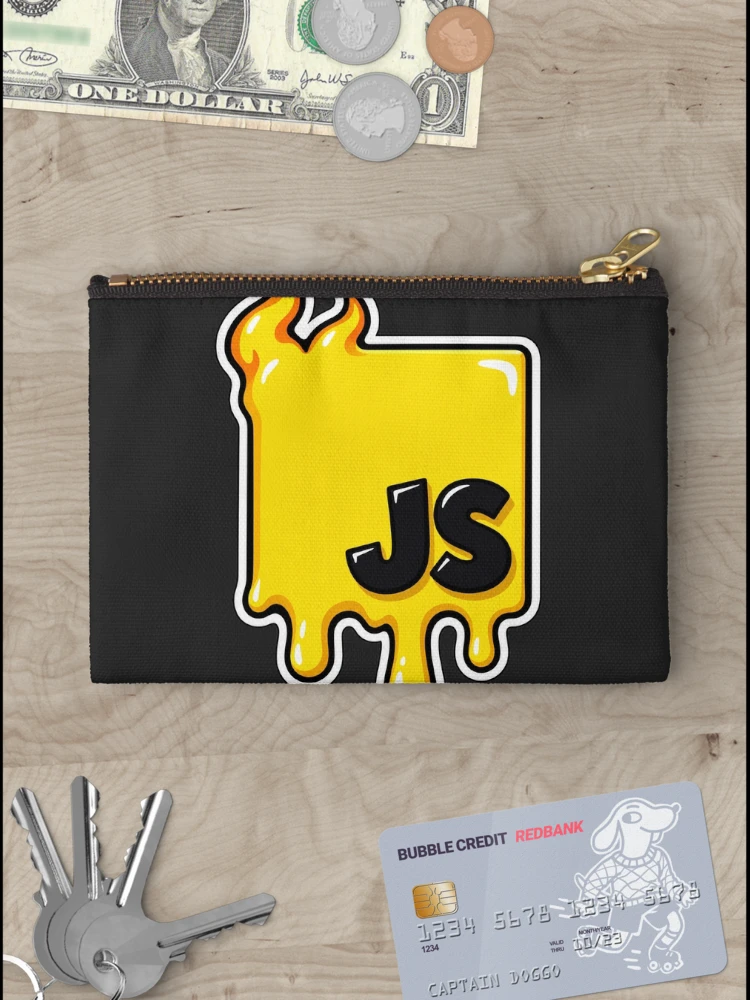 Thumbnail 3 of 4, Zipper Pouch, Melting JavaScript JS Logo Sticker - Web Developer Programmer designed and sold by Stick Erify.
