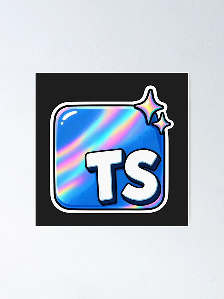 Thumbnail 1 of 3, Poster, Holographic TypeScript TS Sticker - Web Developer Coding designed and sold by Stick Erify.