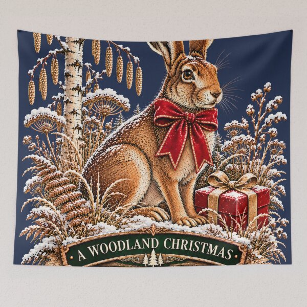 Item preview, European Hare Christmas Vintage Woodland Art designed and sold by CalmCapy Co.