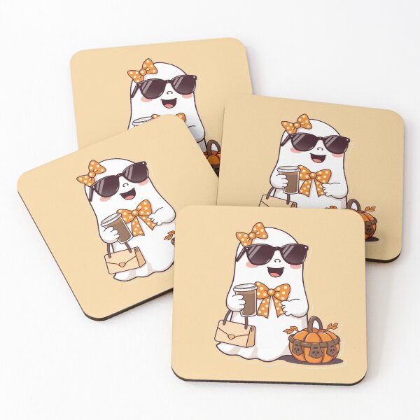 Item preview, Cute Spooky Ghost with Sunglasses and Coffee Halloween Art designed and sold by Fine-Arts-Lab.