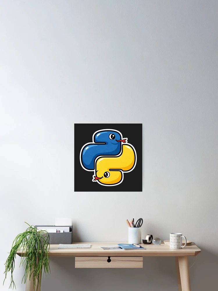 Thumbnail 2 of 3, Poster, Cute Python Snakes Logo Sticker - Programmer Coding designed and sold by Stick Erify.