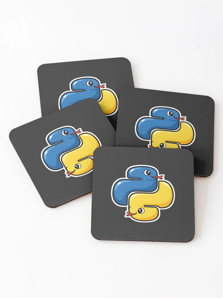 Thumbnail 1 of 5, Coasters (Set of 4), Cute Python Snakes Logo Sticker - Programmer Coding designed and sold by Stick Erify.