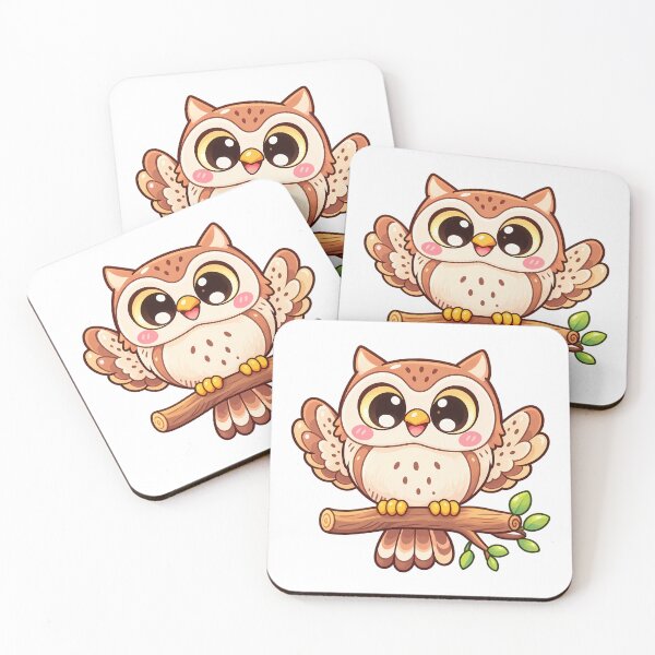 Item preview, Cute Kawaii Owl on Tree Branch – Adorable Woodland Bird Cartoon designed and sold by mumeaw.