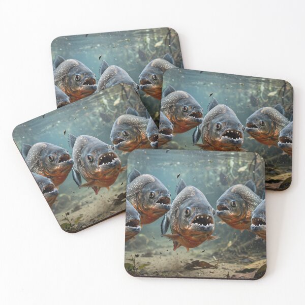 Item preview, Five Piranhas Showing Their Teeth — Fierce Piranha Pack Underwater designed and sold by Stevercortinas.