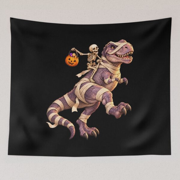 Item preview, Skeleton Rides Mummy Rex Halloween designed and sold by Dmo3HarkoArt.