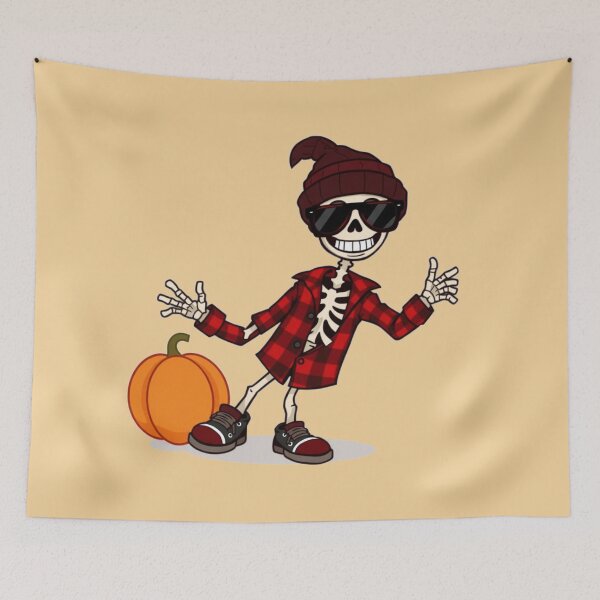 Item preview, Cool Dancing Skeleton in Flannel Shirt Halloween Art designed and sold by Fine-Arts-Lab.