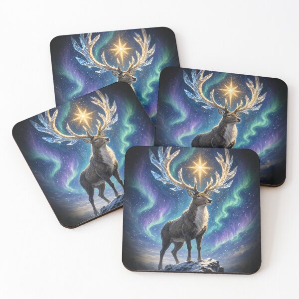 Item preview, Crystal Antler Reindeer Northern Lights All Over Print designed and sold by Ember Lane Designs.