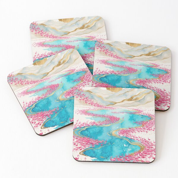 Item preview, Flamingos in Laguna de los Pozuelos, Jujuy - Watercolor and Gold designed and sold by Esencia Argentina.