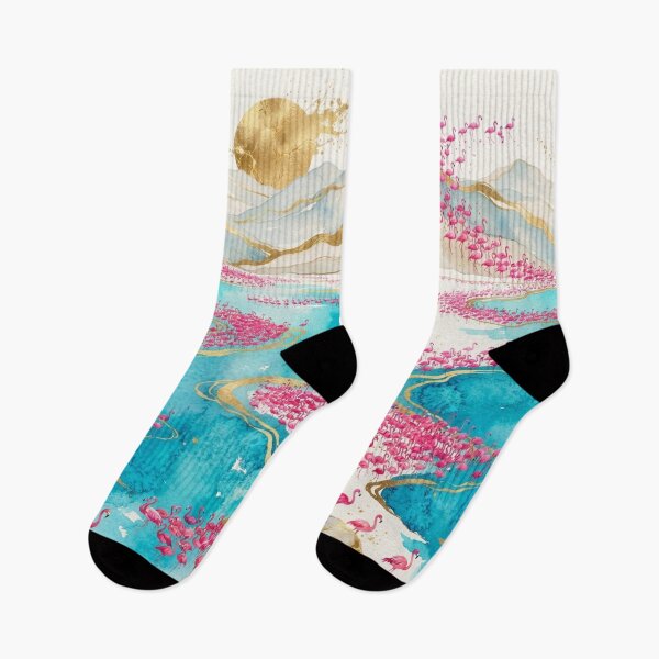 Item preview, Flamingos in Laguna de los Pozuelos, Jujuy - Watercolor and Gold designed and sold by Esencia Argentina.