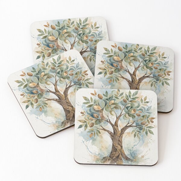 Item preview, Abstract Pecan Tree — Beautiful Watercolor Tree with Pecans designed and sold by Stevercortinas.