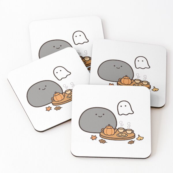 Item preview, Cute Black Cat Ghost Autumn Tea Party Fall Kawaii Sticker designed and sold by xiaoxiaochibi.