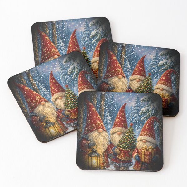 Item preview, Christmas Gnomes Lantern Walk Snowy Forest All Over Print designed and sold by Ember Lane Designs.