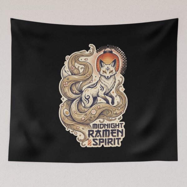 Item preview, Midnight Ramen Spirit – Japanese Kitsune Fox Art designed and sold by Hananiah Merch.