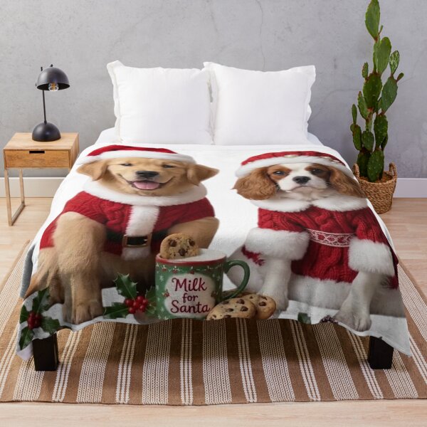 Item preview, Cute Christmas Puppies with Milk and Cookies for Santa designed and sold by InkShiftLabs.