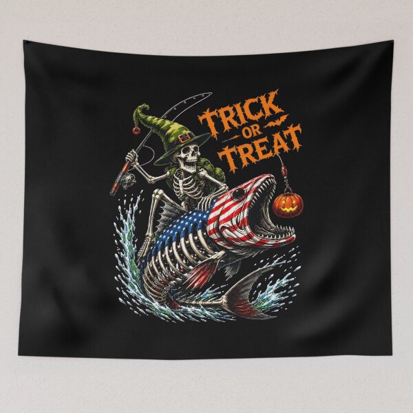 Item preview, Skeleton Witch Hat Riding Fish Flag Halloween Treat designed and sold by Dmo3HarkoArt.