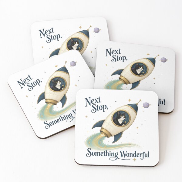 Item preview, Tuxedo Rocket Pilot Cat – Next Stop, Something Wonderful designed and sold by PurrBloom Studio.