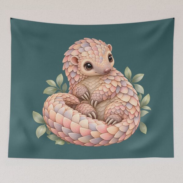 Item preview, Cute Pangolin Curl | Pastel Pangolin Illustration designed and sold by ksgraphics222.