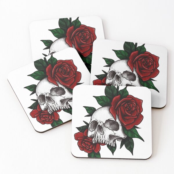 Item preview, Skull with red roses designed and sold by Lara-Tatuaje.