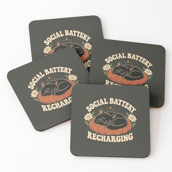 Item preview, Social Battery Recharging – Sleepy Black Cat designed and sold by WAUZ.