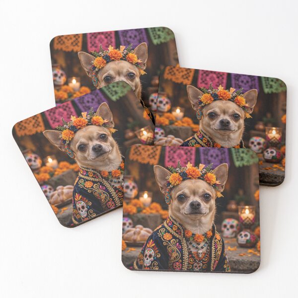 Item preview, Chihuahua Dressed Ornate for Day of the Dead — Marigold Crown and Embroidered Jacket designed and sold by Stevercortinas.