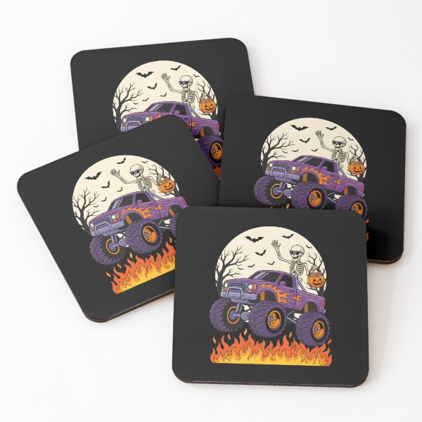 Item preview, Skeleton Monster Truck Halloween Flames Moon Bats designed and sold by Dmo3HarkoArt.
