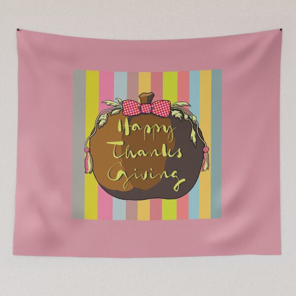 Item preview, Retro Thanksgiving Pumpkin Art on Rustic Stripe Background designed and sold by cremedecolor.