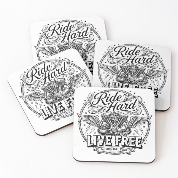 Item preview, Ride Hard Live Free Motorcycle Club - Biker Engine Wings designed and sold by cozypaperstudio.