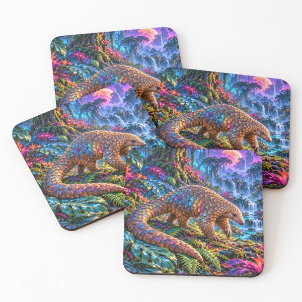Item preview, Pangolin in Fantasy Jungle | Colorful Tropical Wildlife Art designed and sold by ksgraphics222.