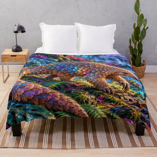 Item preview, Pangolin in Fantasy Jungle | Colorful Tropical Wildlife Art designed and sold by ksgraphics222.
