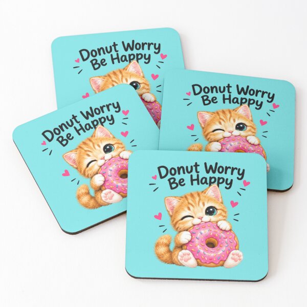 Item preview, Donut Worry Be Happy Kawaii Ginger Kitten designed and sold by MushArtist.