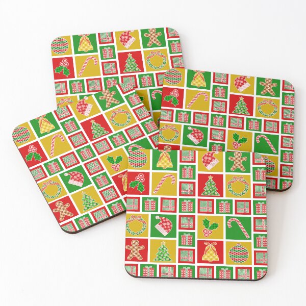 Item preview, Retro Christmas Patchwork – Colorful Holiday Icons & Festive Geometric Pattern designed and sold by Visual Arts Dominika Cybuch.