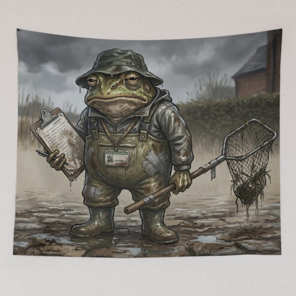 Item preview, Funny Wildlife Conservation Worker Frog Survey Muddy Toad Art designed and sold by Englandbear.