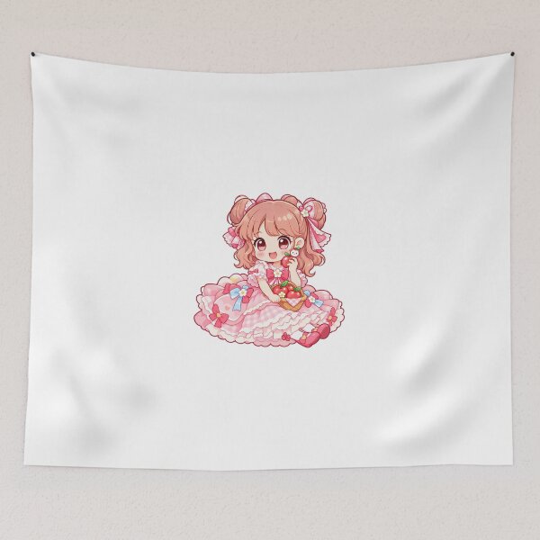 Item preview, Kawaii Apple Basket Princess – Cute Pink Chibi Girl with Apples designed and sold by mumeaw.