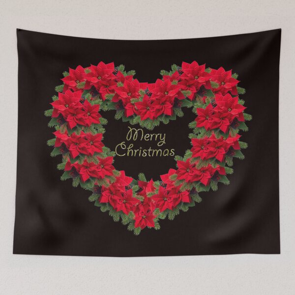 Item preview, Heart Shaped Poinsettia Christmas Wreath designed and sold by MarionsArt.