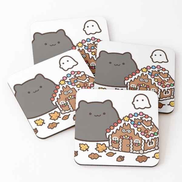 Item preview, Cute Black Cat Ghost Gingerbread House Fall Kawaii Sticker designed and sold by xiaoxiaochibi.