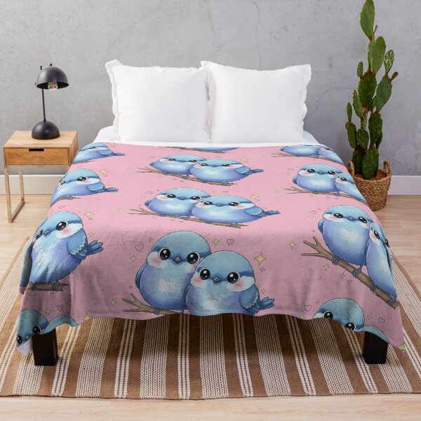 Item preview, Blue birds of happiness on pink designed and sold by Faerieglen.
