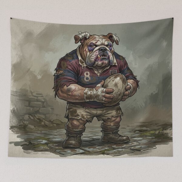 Item preview, Funny Bruised British Bulldog Veteran Rugby Player Art designed and sold by Englandbear.